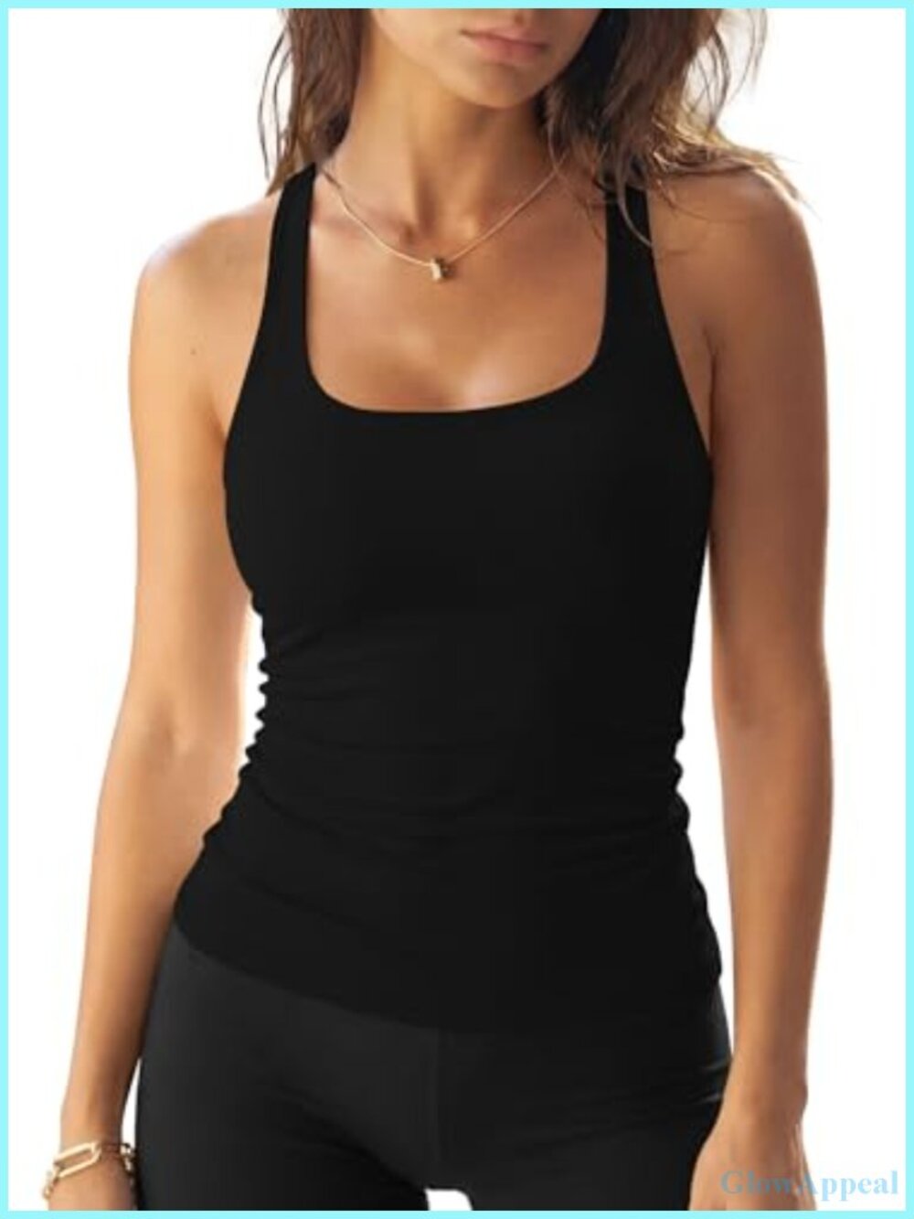 Women's Double Lined Racerback Tank Top Built in Bra Polyamide Elastane